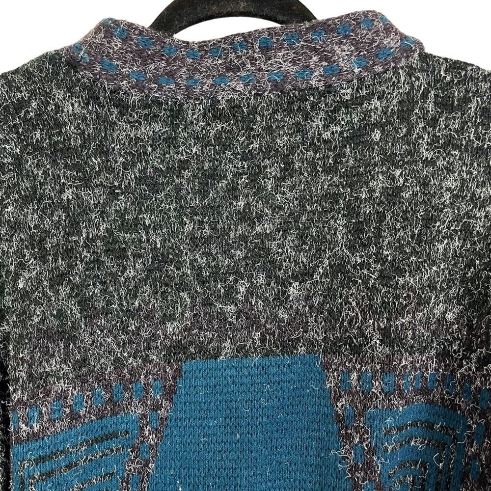 ZEPPELIN Vintage Blue & Charcoal Gray Pullover Long Sleeve Sweater Chunky Knit M - Picture 12 of 16
